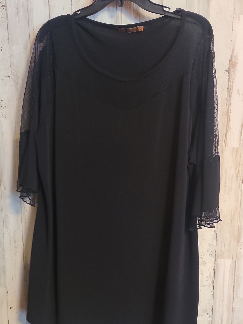 Belldini Black Knit Top with Leather Logo Tag